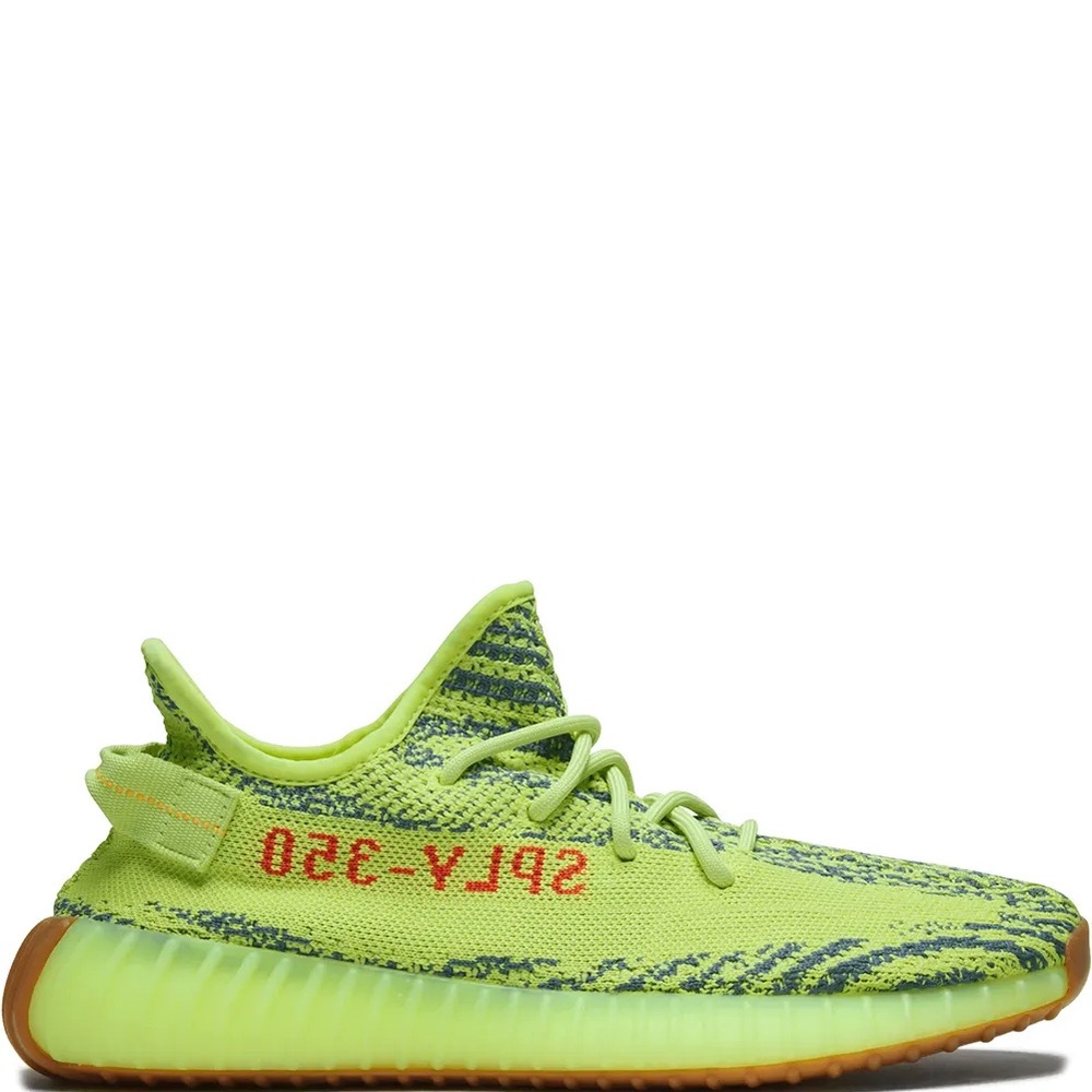 Yeezy Boost 350 V2 Neon Green with Orange Script